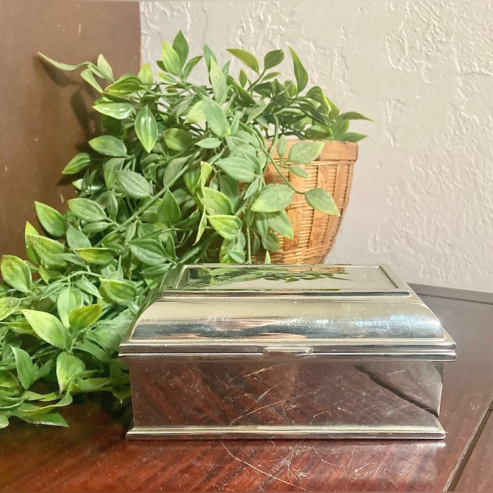 Vintage Godinger Nickel Plated 6” Jewelry Box EUC W Original Box